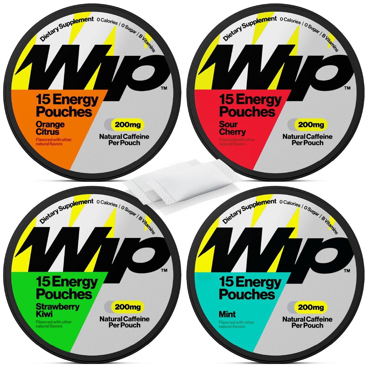 Wip Energy Pouches | 200mg Natural Caffeine | Vitamins and Minerals | 4 Pack Assorted: Sour Cherry, Mint, Orange Citrus, Strawberry Kiwi - görsel 10