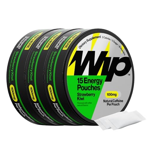 Wip Energy Pouches | 100mg Natural Caffeine | Vitamins and Minerals | Strawberry Kiwi | 15 Pouches Per Can | 3 Cans - görsel 2