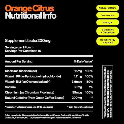 Wip Energy Pouches | 200mg Natural Caffeine | Vitamins and Minerals | 4 Pack Assorted: Sour Cherry, Mint, Orange Citrus, Strawberry Kiwi - görsel 14