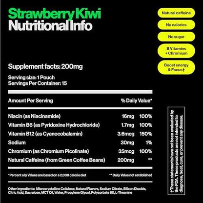 Wip Energy Pouches | 200mg Natural Caffeine | Vitamins and Minerals | 4 Pack Assorted: Sour Cherry, Mint, Orange Citrus, Strawberry Kiwi