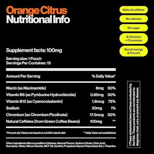 Wip Energy Pouches | 100mg Natural Caffeine | Vitamins and Minerals | 4 Pack Assorted: Sour Cherry, Mint, Orange Citrus, Strawberry Kiwi - görsel 2