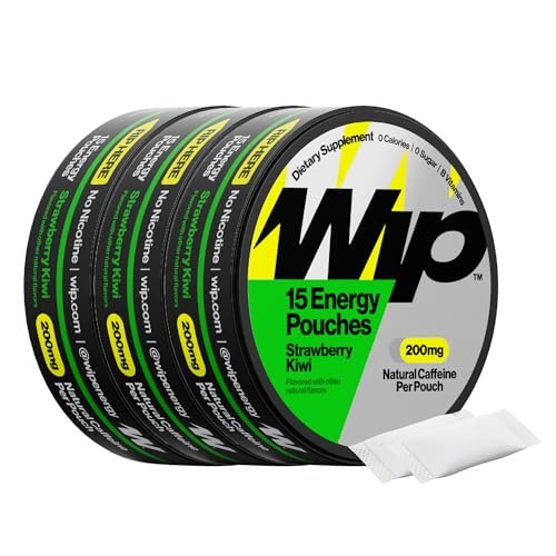 Wip Energy Pouches | 200mg Natural Caffeine | Vitamins and Minerals | Strawberry Kiwi | 15 Pouches Per Can | 3 Cans - görsel 1