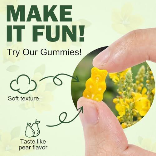 Ruduwu Mullein Gummies for Lung Detox, 2000mg Mullein Leaf Extract for Respiratory & Digestive & Immune Support w/Quercetin, Bromelain, Elderberry & Marshmallow, Vegan 120 Gummies - görsel 8