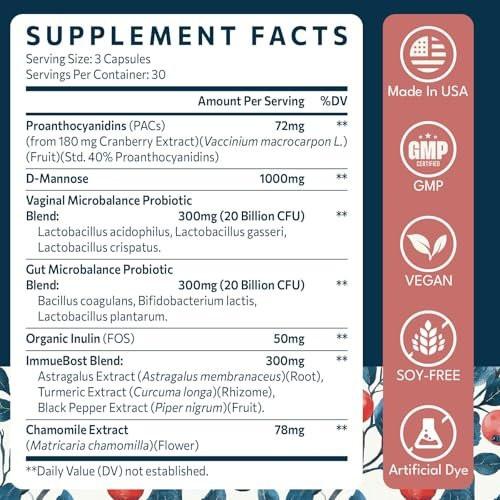 Elystrixionis 72mg PAC, Cranberry Pills for Women - Organic Cranberry Juice Extract Plus 1000mg D-Mannose, Supports Urinary Tract Health, Cranberry Supplement - 90 Capsules - görsel 11