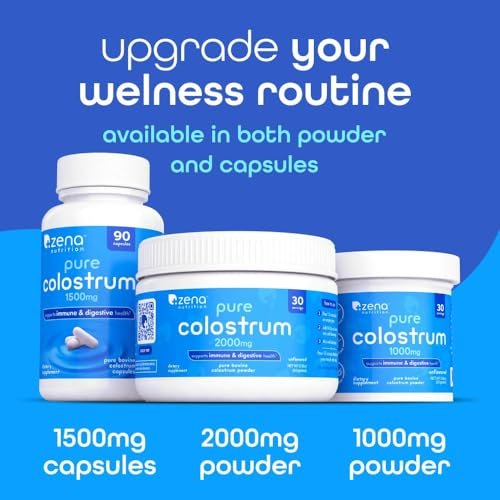 Zena Nutrition Pure Bovine Colostrum & Collagen Powder Supplement for Gut Health, Immune Support, Digestion, Hair, Skin & Nails, Unflavored, Gluten & Sugar Free, 30 Servings - görsel 5