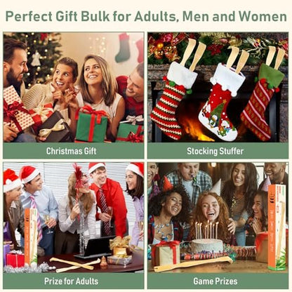 NICEMOVIC 4 Pack Wooden Bamboo Back Scratcher for Men Women Adults, Fathers Day Dad Gifts for Seniors, Christmas Stocking Stuffers for Men Women Adults, 16.5 Inch Long Handle Back Scratchers