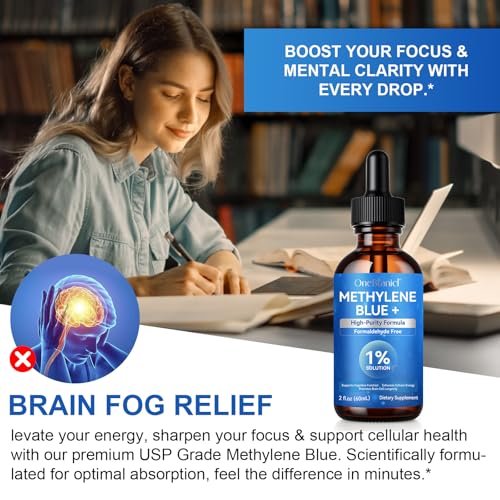 Methylene Blue Pharmaceutical Grade, Methylene Blue Drops for Humans Brain Health and Energy Support, No Formaldehyde, No Alcohol, No Gluten - 2 Fl OZ - görsel 4