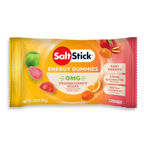 SaltStick Energy Gummies with Electrolytes, Orange Mango Guava Flavor, Easy to Chew Electrolyte Gummy, Energy Chews that Taste Great, Caffeine Free - 10 Packs, 80 Gummies - görsel 2
