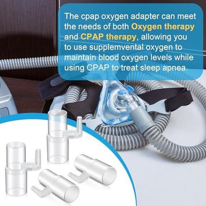 Qiyaz 4 Pack Oxygen Enrichment Adapter, Oxygen Adapter Enrichment Port Connector fits CPAP Tubing Hose, Medical Grade Universal CPAP Tube Connector Compatible with Heated and Non Heated Tube