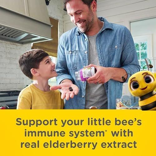 Zarbee's No Sugar Coating Elderberry Gummies for Kids, Daily Immune Support* Gummies with Vitamins C, D3 & Zinc to Support a Healthy Immune System*, No Artificial Flavors, Ages 2+, 42 ct - görsel 10