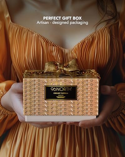 96NORTH Creamy Vanilla Scented Candles | Large 3 Wick Jar Candle | Up to 40 Hours Burning Time | 100% Natural Soy Wax | Relaxing Scented Candle for Home | Gift-Ready Luxury Candle for Men & Women