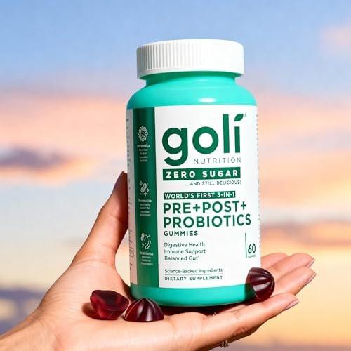 Goli Zero Sugar Pre Pro Postbiotic Gummies - World's First 3-in-1 with DE111, XOS, MCC1849 - No Sugar Alcohols - Vegan, Keto-Friendly, Non-GMO - görsel 1