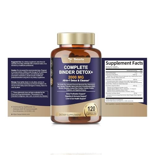 Totaria 2000MG All-in-1 Detox Binder, Activated Charcoal, Zeolite, Bentonite Clay, Alpha Lipoic Acid, 7-Layer Detox & Cleanse Supplement, Liver & Gut Support, 120 Counts - görsel 14