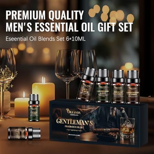 Men Essential Oils Gift Set, Premium Fragrance Oil for Diffusers for Home, Candle & Soap Scents, Agarwood & Leather, Tobacco & Vanilla, Sandalwood & Amber, Cypress & Sage, Rum & Musk, Cedarwood & Oud - görsel 11