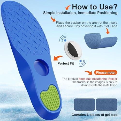 Hidden Holder Insole Compatible with AirTag, Tracking Device Insert Case for Kids Adults and Elderly, Secure Fit for Sneakers & Daily Shoes, Anti-Lost Tracker Soft Inserts for Shoes, Blue (195-210mm) - görsel 7