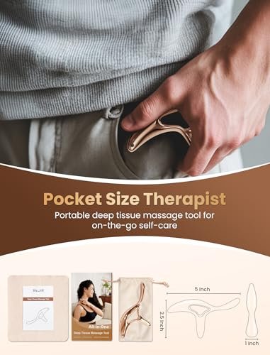 lifechill Trigger Point Massage Tool for Gua Sha, Lymphatic Drainage Massager, Deep Tissue Thumb Saver Acupressure Tool for Full Body Pain Relief, Gold - görsel 5