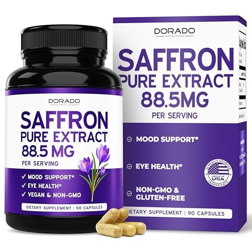 Saffron Supplements for Mood, Energy & Vision Support (3 Month Supply) Pure Saffron Extract 88.5mg Per Serving - Vegan Safe, Gluten Free, Third Party Tested & Non GMO - USA Made (90 Veggie Capsules) - görsel 3