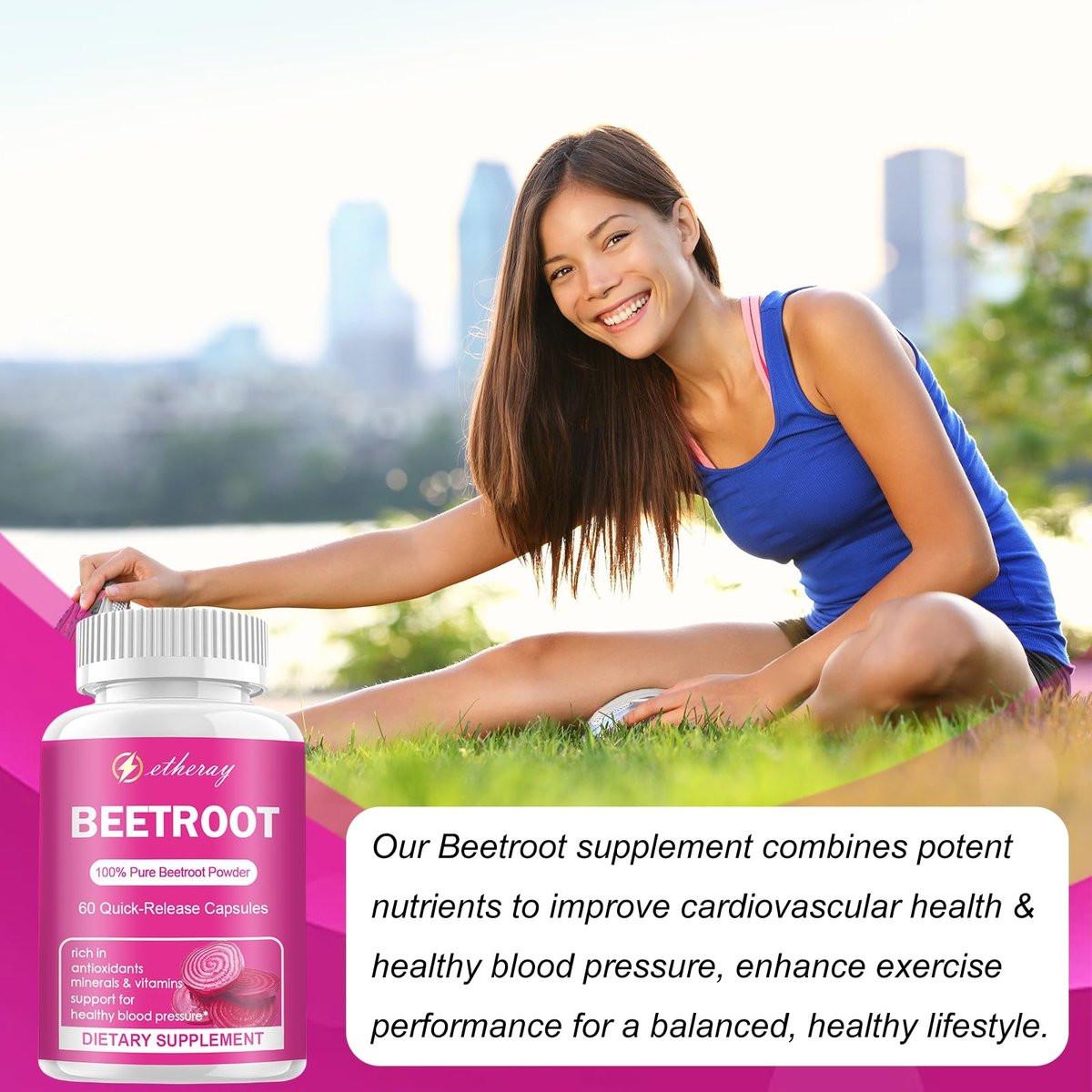 Beet Root Capsules - 1300mg Organic Pure Beetroot Beets Powder 60 Capsules-30 Days Supply | Natural & Vegan Supplement - görsel 6