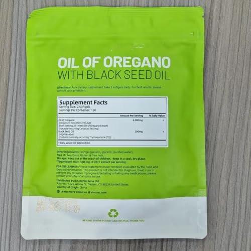 VivoNu Oil of Oregano Capsules, Balanced Oil of Oregano with Black Seed Oil, Organic Oregano Oil Softgels, Carvacrol, Thymoquinone, Non-GMO (600pcs/2Bags) - görsel 13