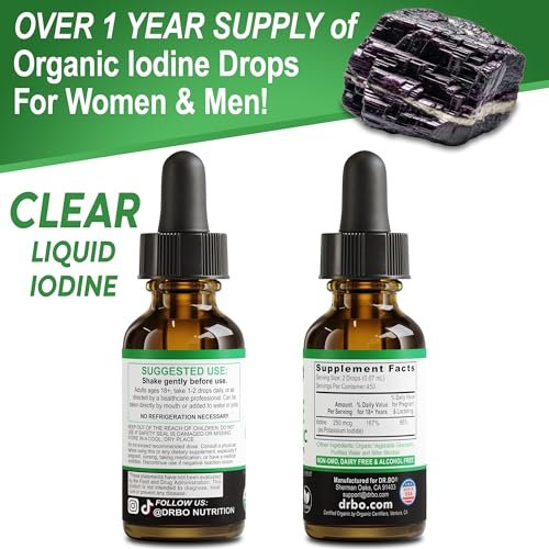 Iodine Liquid Drops Potassium Iodide - 1 Year Supply Pure Clear Organic Iodine Drops Supplement Plus Thyroid Support - Organic Potassium Iodide Liquid Supplement Tincture Thyroid Supplements 1 Fl Oz - görsel 16