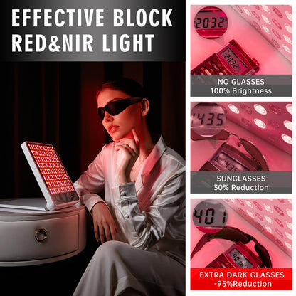 Red Light Therapy Glasses, Eyes Protection for Tanning Goggles, IPL Glasses 600-900nm Laser Cosmetology Operator Eye Protection with Case (Black)