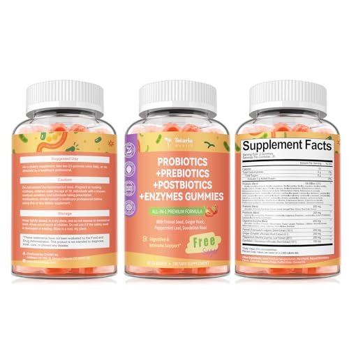 Totaria Sugar Free 5-in-1 Probiotic Prebiotic Postbiotic Gummy, 36 Strains Probiotics for Women Men with Digestive Enzymes, Peppermint, Complete Immune, Gut & Digestive Support, Vegan, 60 Counts - görsel 10