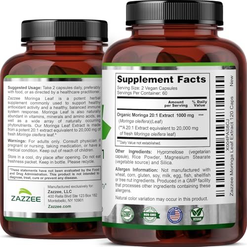 Zazzee USDA Organic Lion's Mane 20:1 Extract, 1000 mg Per Serving, 30% Beta Glucans, 120 Vegan Capsules, Nootropic for Brain Health, Focus, Memory & Immune Support, All-Natural, Non-GMO, Made in USA - görsel 12