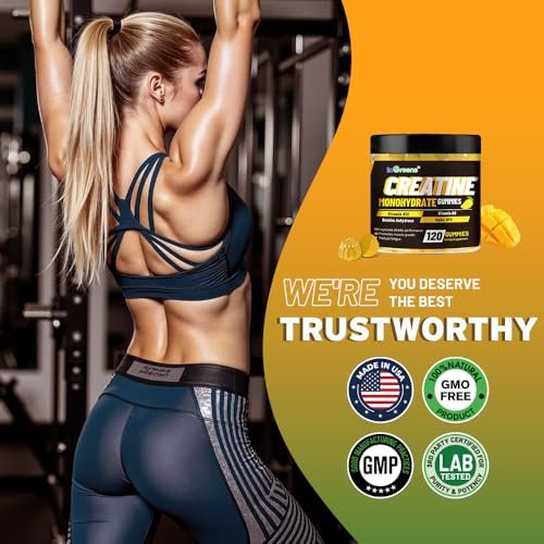 Creatine Monohydrate Gummies 6g for Men & Women, Potent Creatine Supplement, Chewables Creatine for Energy Boost, Increase Strength and Build Muscle, Gluten-Free, Sugar Free, 120 Count - görsel 4