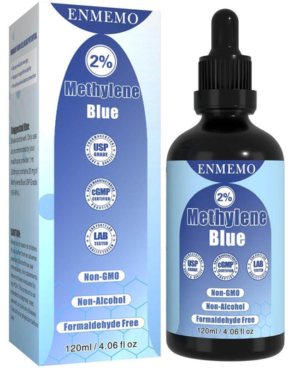 Methylene Blue Drops 4.06 fl oz 2%-USP/Pharmaceutical Grade Solution, Third-Party Tested, No Formaldehyde, Glass Bottle, Made in China