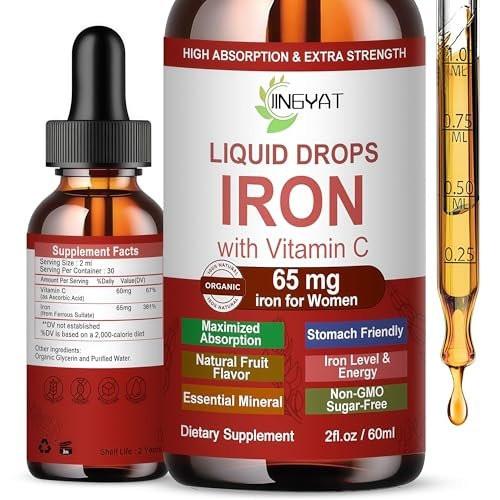 Iron Supplement Liquid Drops, High Absorption Iron Supplement for Women 65 mg, Liquid Iron for Red Blood Cell Support*, Vegan Essential Mineral Iron Drops with Vitamin C, Non-GMO, 30 Servings - görsel 2