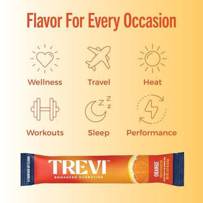 TREVI™ Everyday Sugar Free Electrolytes - Essential Drink Mix Hydration Powder Packets - 28 Count - Orange