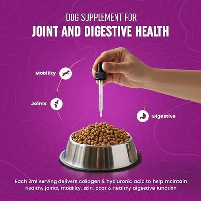 Premium Liquid Collagen for Dogs (120ml) Daily Collagen Dogs Supplement Drops with Types I, II & III & Hyaluronic Acid - Dog Supplement for Joints and Digestive Health - All Breeds & Sizes - USA Made