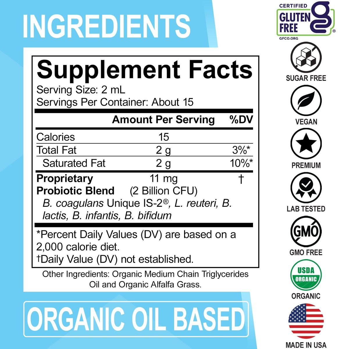 Kids Probiotic Liquid Drops Organic - Organic Probiotics for Kids Probiotics Age 4+, Digestive Health, Immune Support, Flora Gut Health Supplements - Vegan Kid Liquid Probiotic Drops, Non-GMO 1 Fl Oz - görsel 11