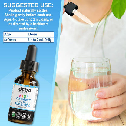 Kids Probiotic Liquid Drops Organic - Organic Probiotics for Kids Probiotics Age 4+, Digestive Health, Immune Support, Flora Gut Health Supplements - Vegan Kid Liquid Probiotic Drops, Non-GMO 1 Fl Oz