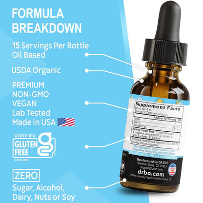 Kids Probiotic Liquid Drops Organic - Organic Probiotics for Kids Probiotics Age 4+, Digestive Health, Immune Support, Flora Gut Health Supplements - Vegan Kid Liquid Probiotic Drops, Non-GMO 1 Fl Oz
