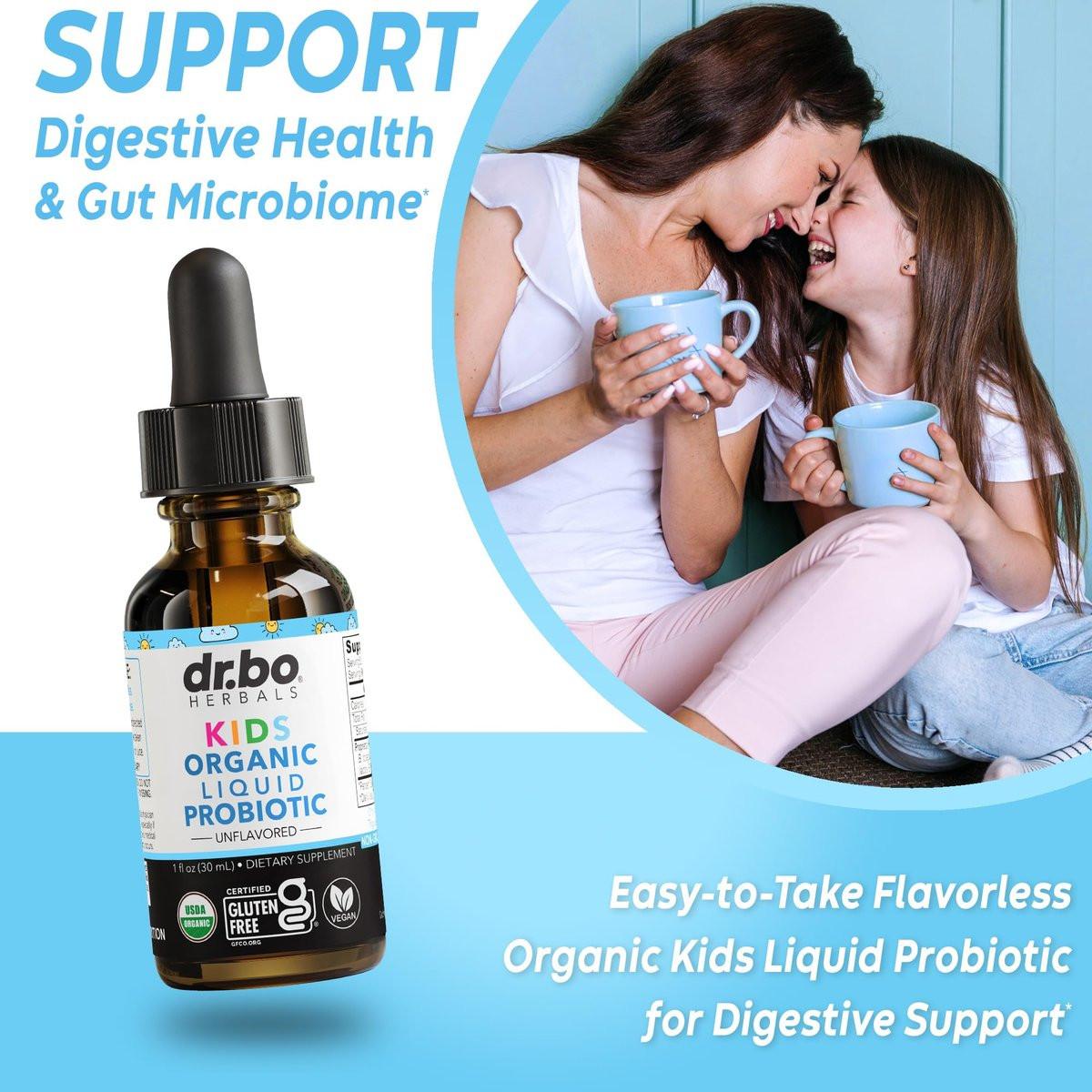 Kids Probiotic Liquid Drops Organic - Organic Probiotics for Kids Probiotics Age 4+, Digestive Health, Immune Support, Flora Gut Health Supplements - Vegan Kid Liquid Probiotic Drops, Non-GMO 1 Fl Oz - görsel 5