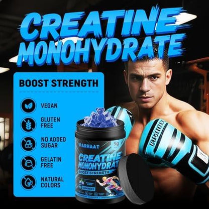 NSF Certified Creatine Gummy - Creatine Monohydrate Gummies 5g for Men & Women - Boost Focus, Strength, and Endurance, Vegan, Gluten-Free, Non-GMO, 2.5 Gram Creatine per Gummy (Blueberry 90 ct)