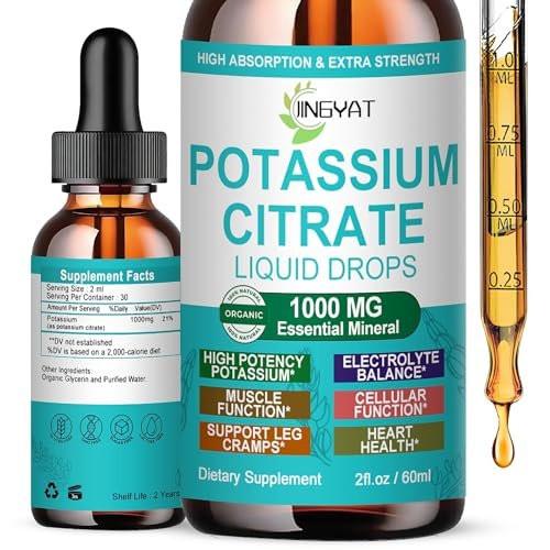 Potassium Supplement Liquid Drops, High Absorption Potassium Citrate 1000mg for Muscle Heart Electrolyte Balance and Normal pH Support*, Essential Mineral Drops, Non-GMO, 30 Servings - görsel 2