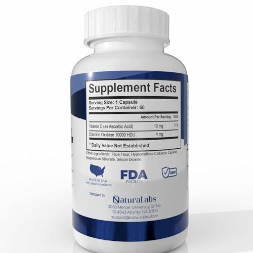 NATURALABS DAO Supplements Histamine Blocker – DAO Enzyme + Diamine Oxidase & Vitamin C for Gut Health & Food Support – 60 Servings - 1 Capsule Before Meals for Histamine Intolerance - görsel 13
