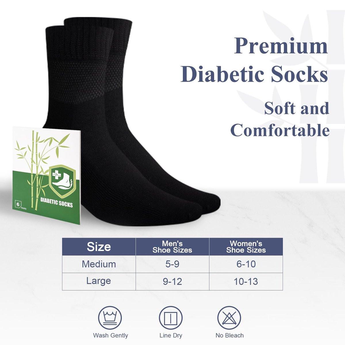 Cirorld Bamboo Viscose Diabetic Socks for Women, 6 Pairs Non Binding Wide Top, Seamless Loose Cushion Socks for Swollen Feet - görsel 13