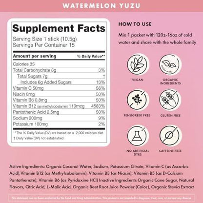Boobie Hydromom Superfood Electrolyte Drink Mix, Strawberry Kiwi | Refreshing Energy & Hydration Boost for Mamas | On-The-Go & Travel Essentials for Pregnancy, Lactation, & Beyond, 10 Packets