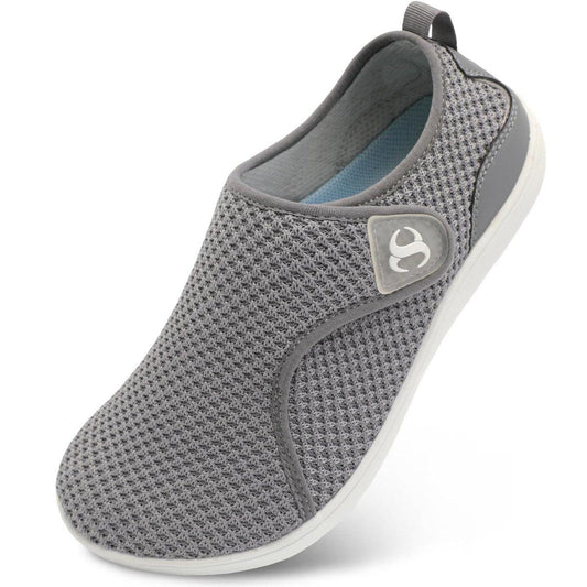 Scurtain Wide Toe Box Shoes Women Diabetic Nurse Shoes Non Slip Neuropathy Bunion Edema Shoe Spring Summer Breathable Zero Drop Barefoot Sneakers Ladies Casual Walking Shoes Size 9 Grey
