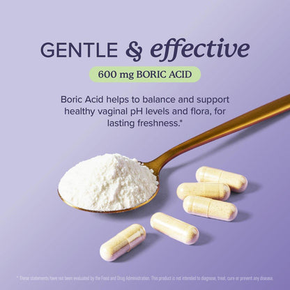 Boric Acid Suppositories for Women 600mg | pH Balance, Vaginal Odor & Itching | Feminine Hygiene & Intimate Health Support | Unscented, Vegan | 30 Ct
