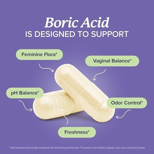 Boric Acid Suppositories for Women 600mg | pH Balance, Vaginal Odor & Itching | Feminine Hygiene & Intimate Health Support | Unscented, Vegan | 30 Ct - görsel 4