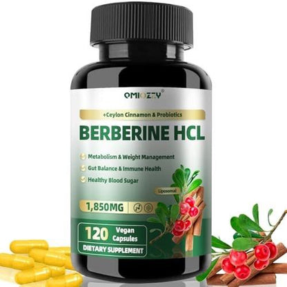 Berberine Supplement 1500mg, Liposomal Berberine with Ceylon Cinnamon & Probiotics for Women, Men, Himalayas Plus Extract, Support Gut Health, Blood Sugar Level Immunity, 60-Day Supply, 120 Capsules