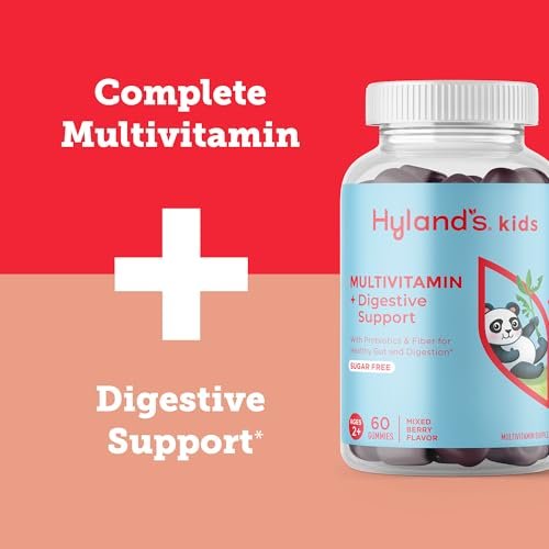 Hyland's Kids Multivitamin + Digestive Support Children's Supplement, Sugar Free Mixed Berry Flavored Gummies with Probiotics & Fiber, 60ct Bottle - görsel 3