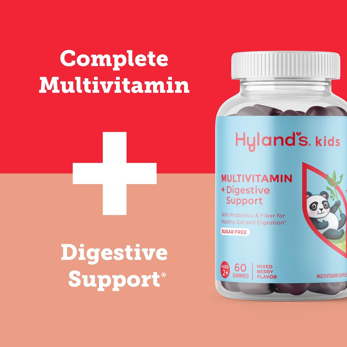 Hyland's Kids Multivitamin + Digestive Support Children's Supplement, Sugar Free Mixed Berry Flavored Gummies with Probiotics & Fiber, 60ct Bottle - görsel 4
