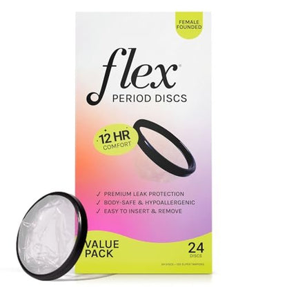Flex Menstrual Discs | Disposable Period – Reduces Cramps and Dryness: The disc's design does not absorb natural – Image 1