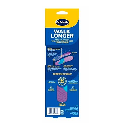 Dr. Scholl's Walk Longer Insoles for Women - Comfortable Plush Foam Cushioning Inserts for Walking, Hiking, Standing on Feet All-Day with Arch Support - Walk 50% Longer Without Muscle Fatigue: 2 Pairs - görsel 1