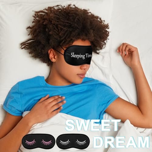 Eurzom 20 Pieces Funny Sleeping Eye Mask Bulk with Adjustable Strap Sleep Blackout Eye Mask for Night Blindfold Cover for Spa Women Men Adult Pajama Party Favors (Cute Black) - görsel 2